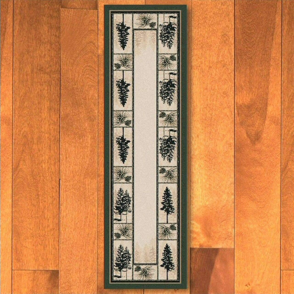 Forest pines green and beige floor runner - Made in the USA - Your Western Decor