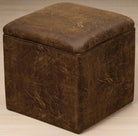 Colt coffee distressed faux leather storage cube. Made in the USA. Your Western Decor