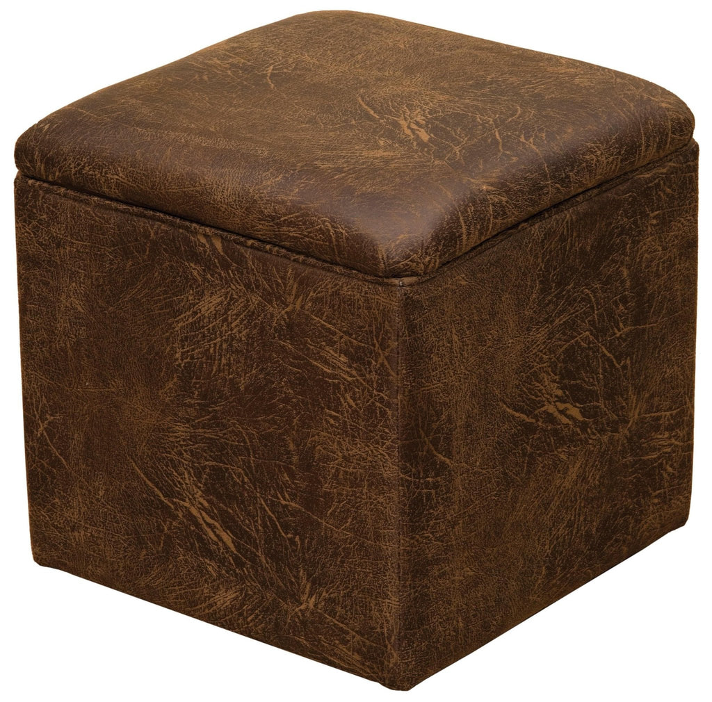 Colt coffee distressed faux leather storage cube. Made in the USA. Your Western Decor