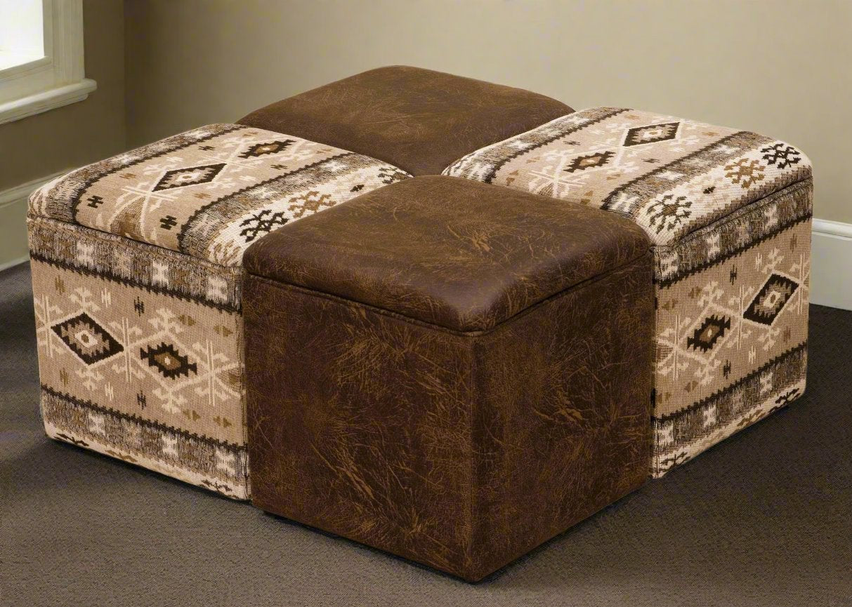 Rustic upholstered storage cubes. Made in the USA. Your Western Decor