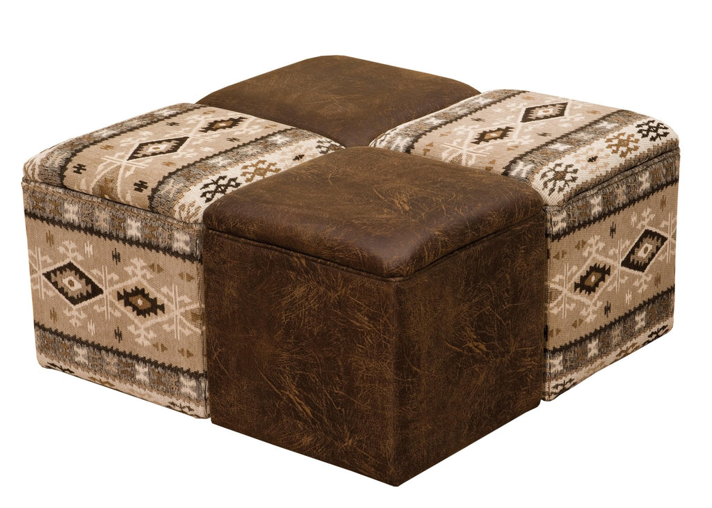 Rustic upholstered storage cubes. Made in the USA. Your Western Decor
