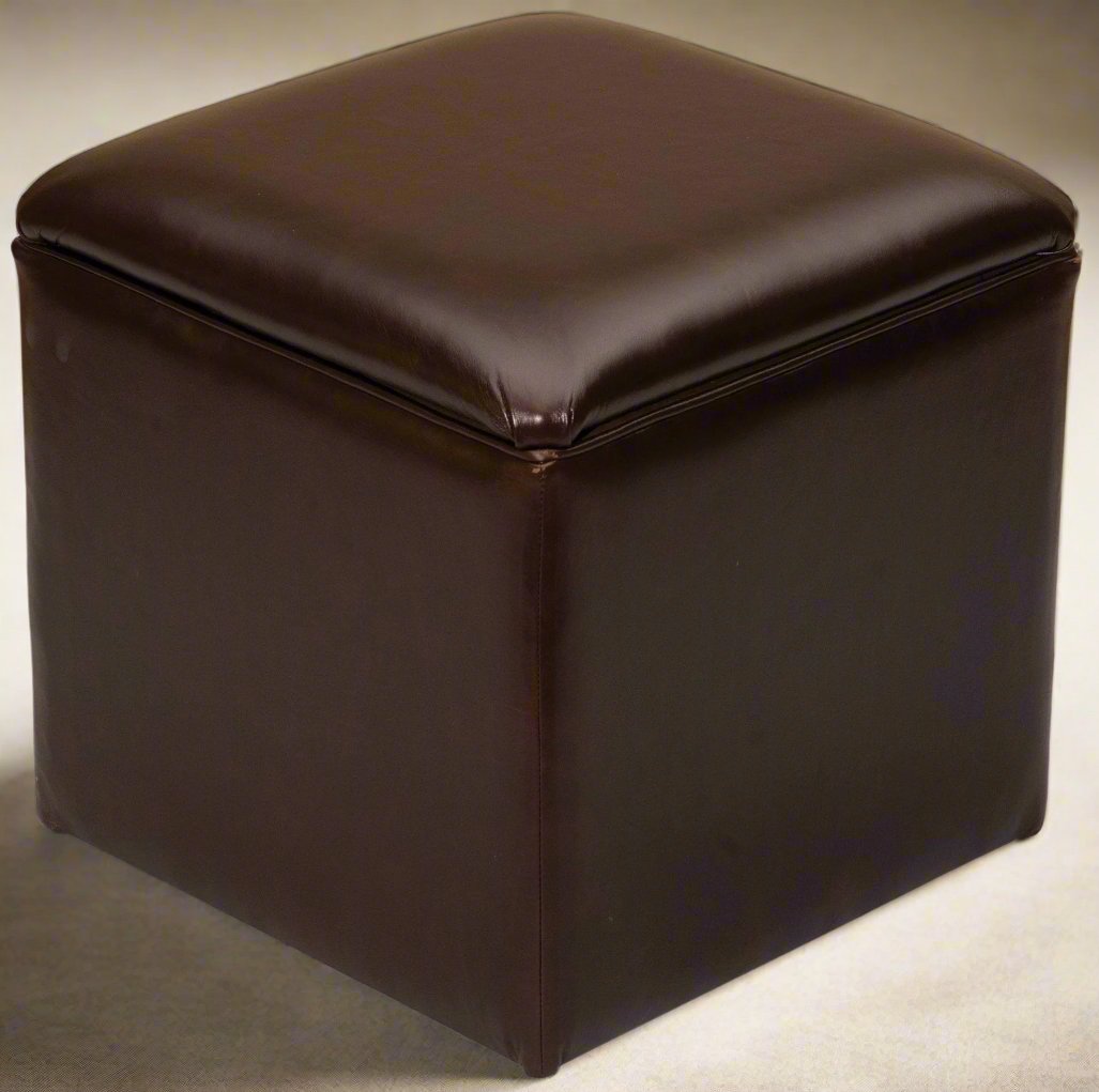 Mesa Espresso full grain leather storage cube. Made in the USA. Your Western Decor