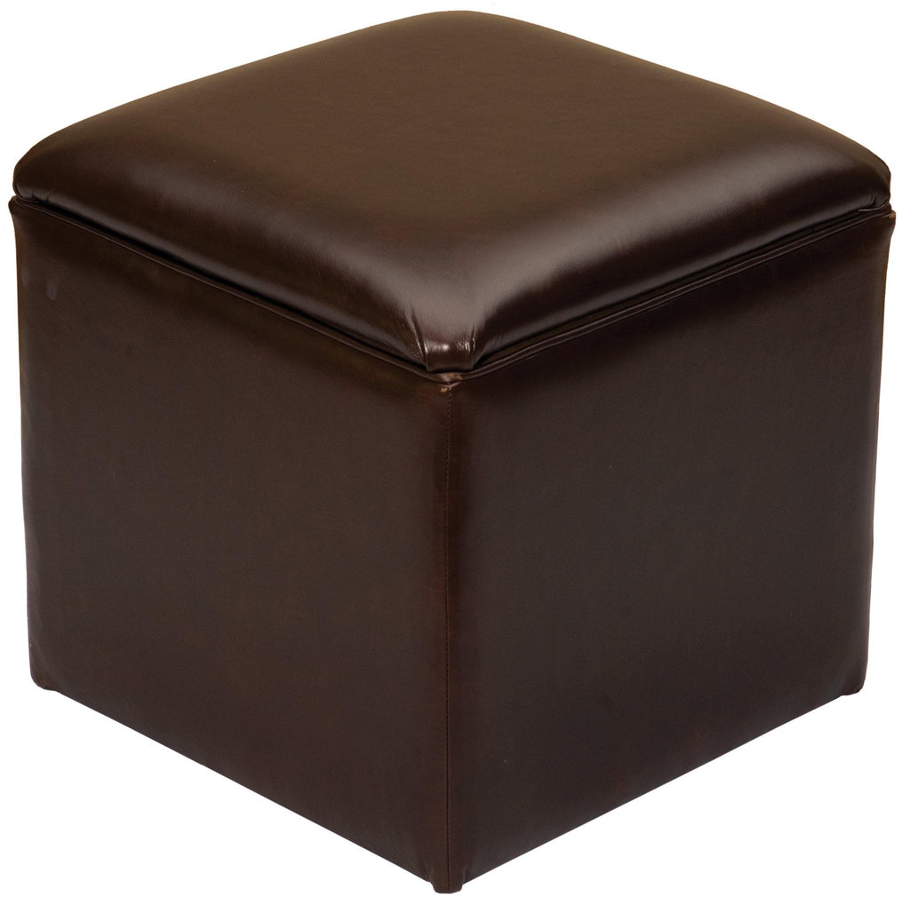 Mesa Espresso full grain leather storage cube. Made in the USA. Your Western Decor