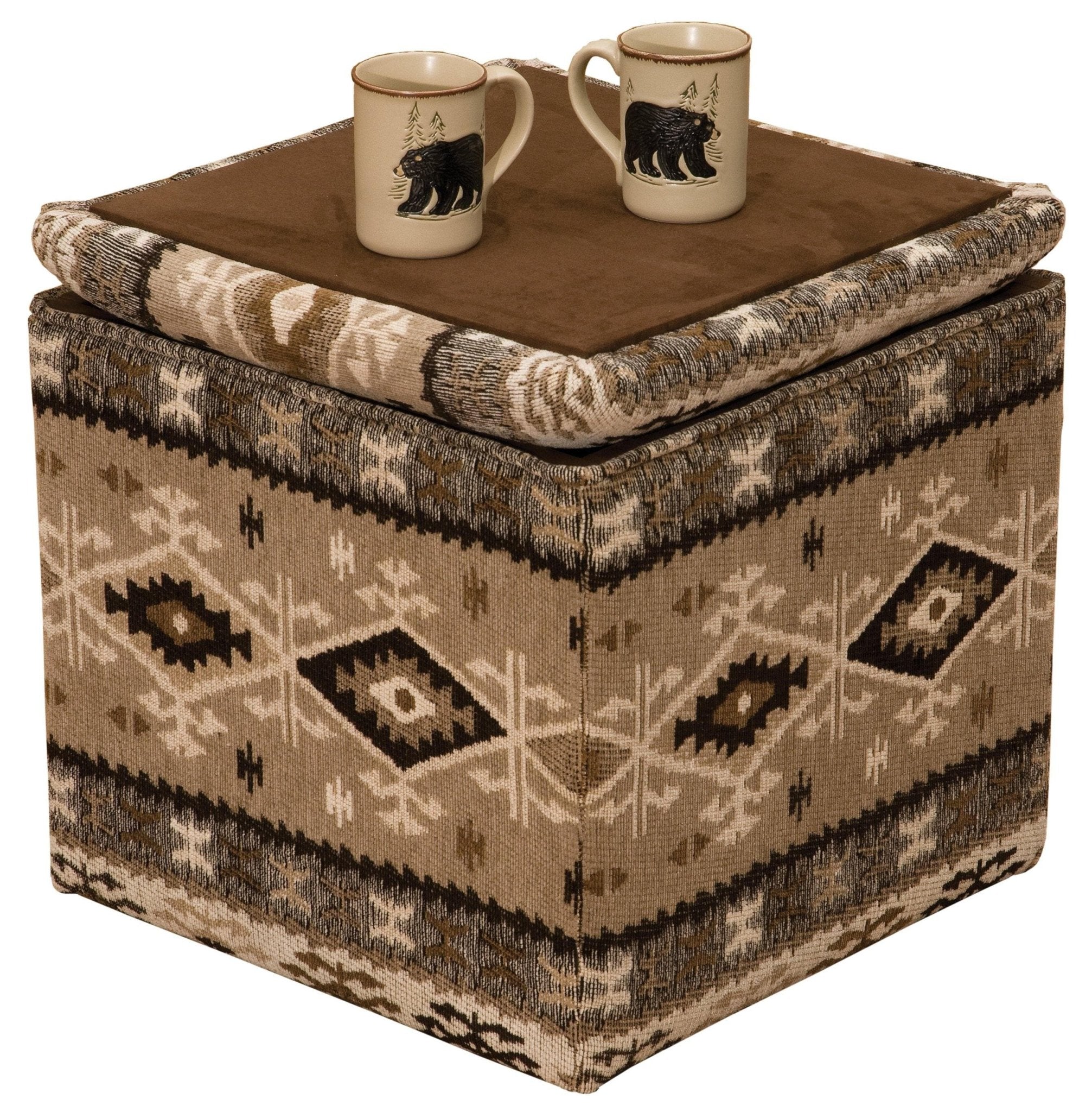 Custom made server storage cube with Southwest upholstery. Made in the USA. Your Western Decor