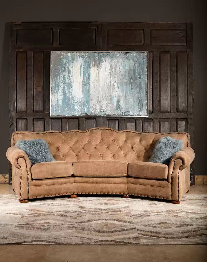 American made Suela Conversational Tufted Leather Sofa - Your Western Decor