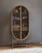 Tall oval industrial bar cabinet - Your Western Decor