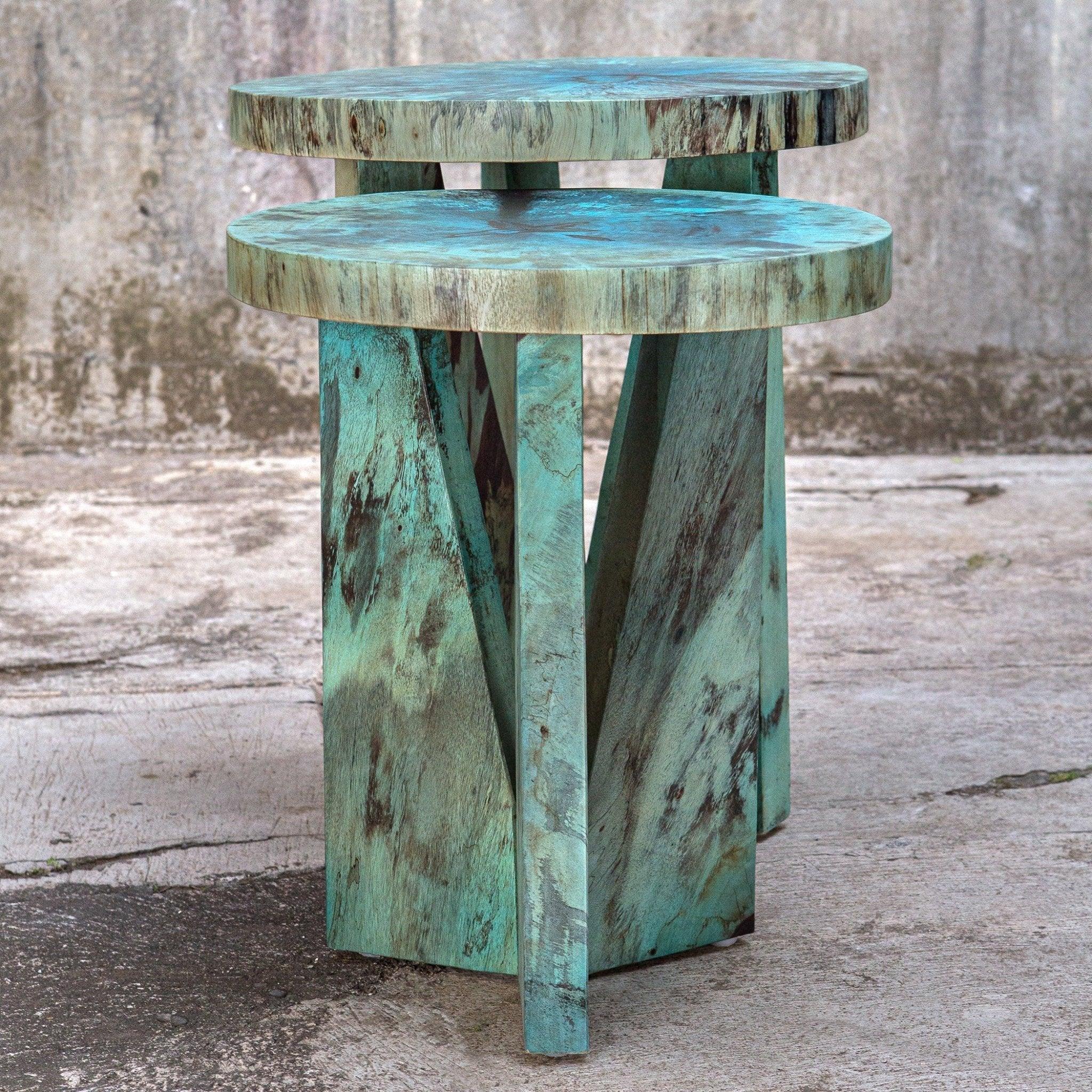 Tamarind Aqua Nesting Accent Tables - Your Western Decor