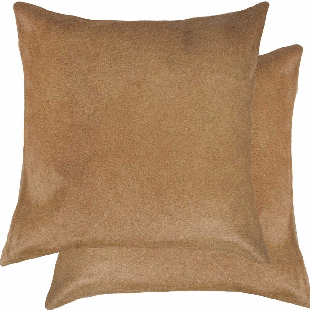 Solid Tan Cowhide Throw Pillow Set - Your Western Decor