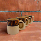 Tapa mug set in beige, terra cotta, and black, hand painted made in the USA - Your Western Decor