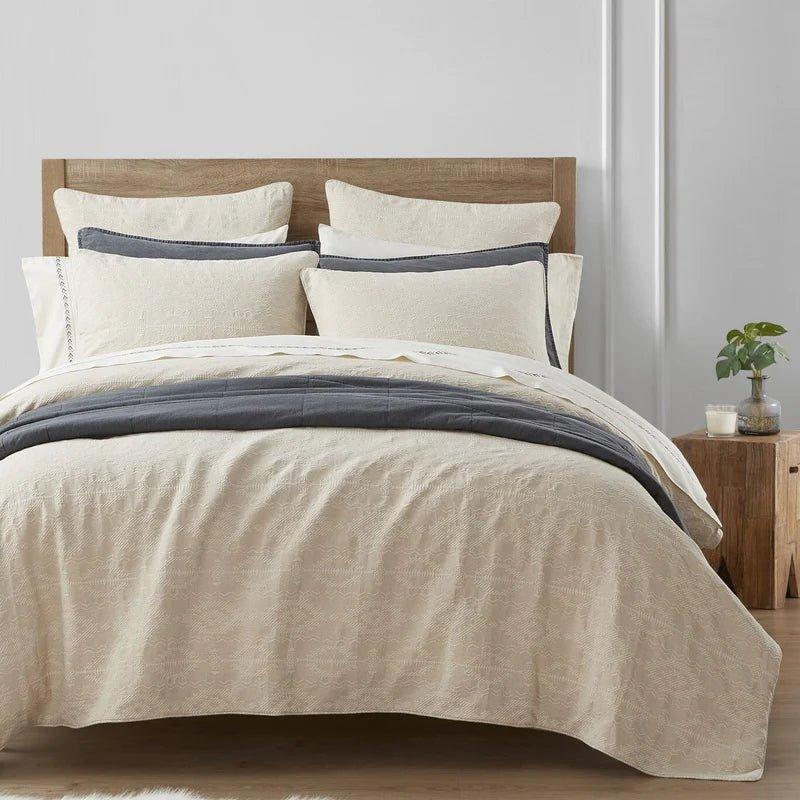 Taupe Matelasse Bedding Collection with Grey Coverlet and Shams - Your Western Decor