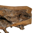 Teak wood console table top detail 