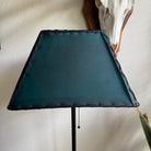 Teal Rawhide Rectangle Lamp Shade handcrafted in Mexico with genuine natural rawhide, whip stitching, and western rustic styling