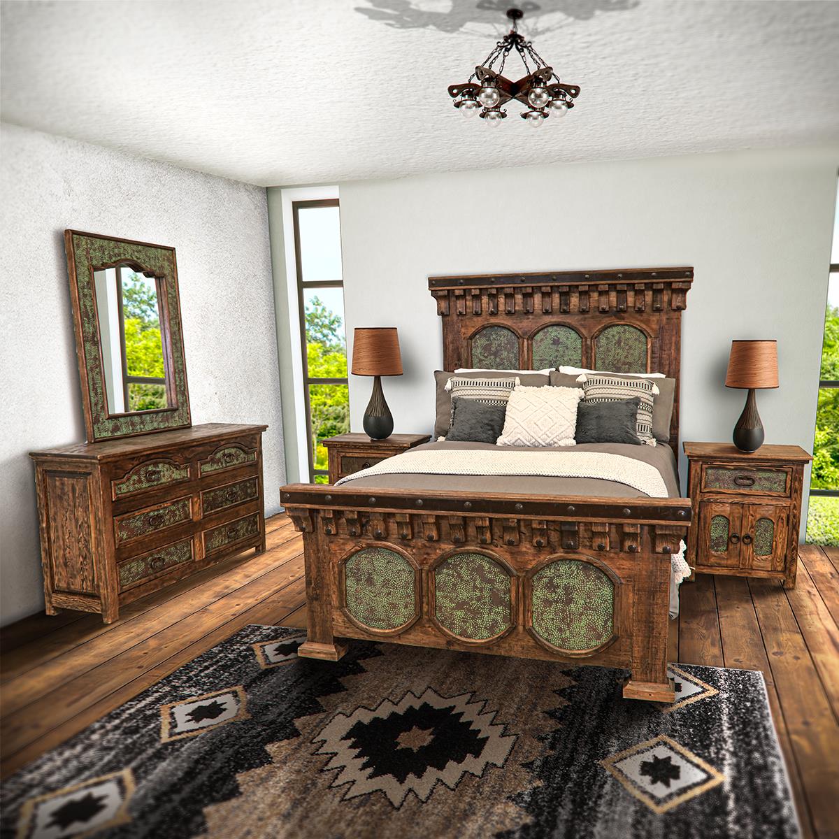 Rustic Temple Bedroom Furniture with copper insets - Your Western Decor