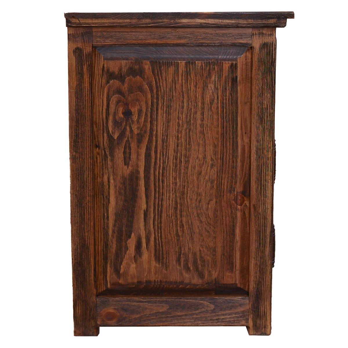 Temple nightstand wood panel detail on side - Your Western Decor