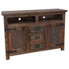 Rustic Temple TV Dresser with copper panel insets on drawers - You r Western Decor