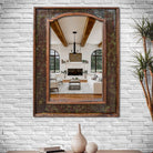 Rustic temple mirror with wood and copper inset frame - Your Western Decor