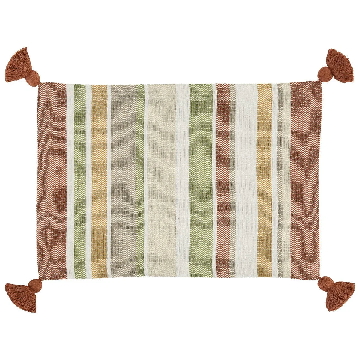 Terra striped placemat with rust tassels at the corners - Your Western Decor