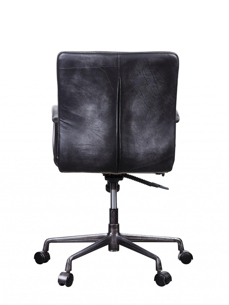 Back view of Teton Black Leather Office Chair