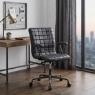 Teton biscuit tufted, full grain black leather desk chair