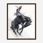 Tex Crockett Bronc Brown Framed Canvas Art by David Frederick Riley at Your Western Decor