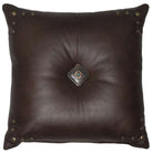 Dark brown leather accent pillow with western concho and studs made in the USA - Your Western Decor