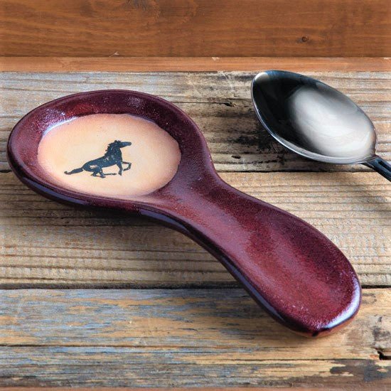 Texas West Spoon Rest in Real Red w/ Running Horse - Your Western Decor