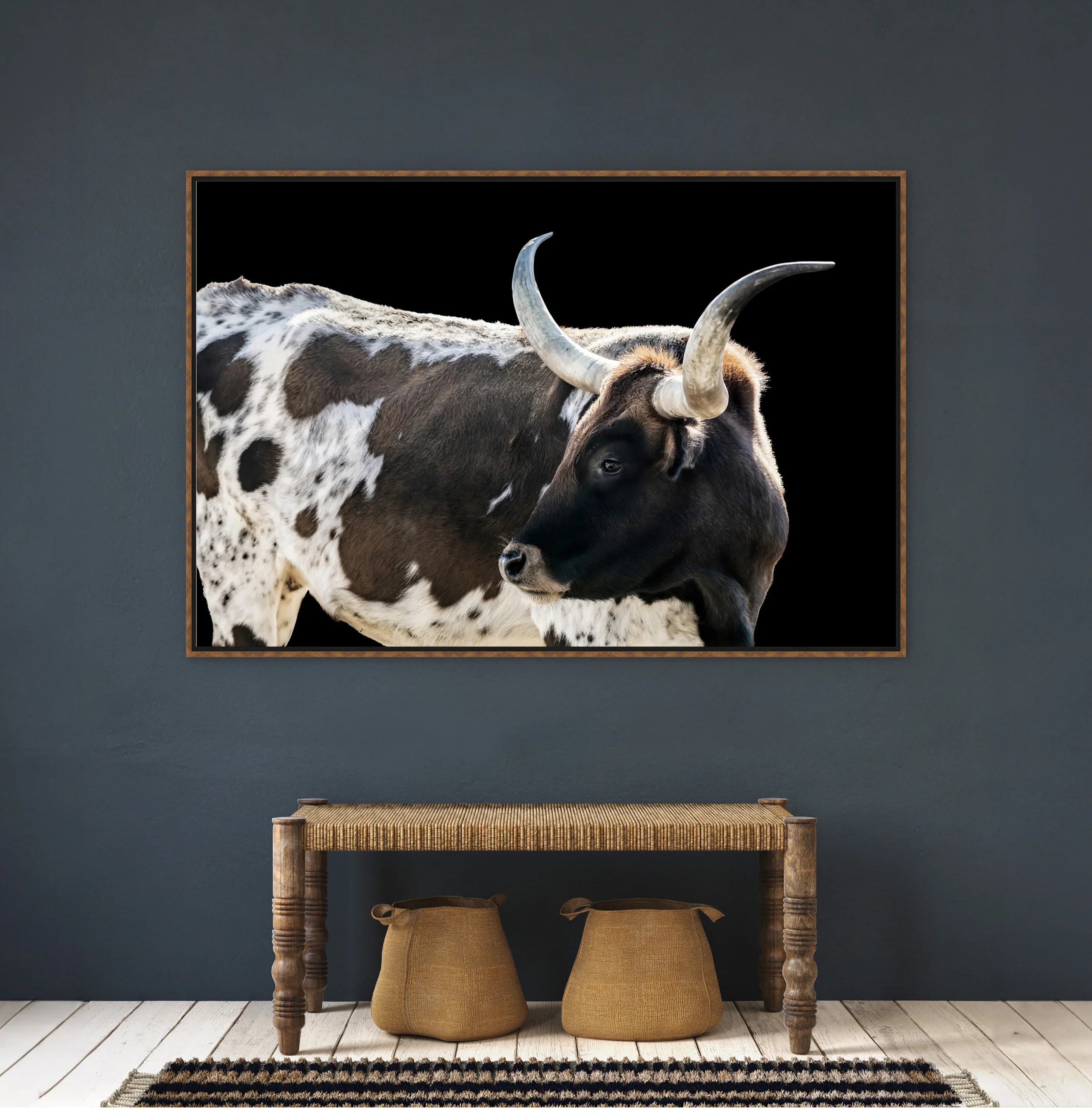 Texon Longhorn framed canvas art - Your Western Decor