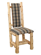 cedar log dining chair upholstered seat and back rustic cabin furniture