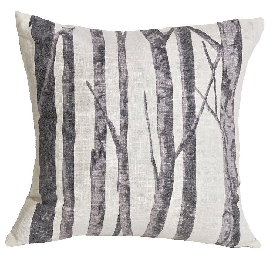 Timberline lodge cream throw pillow with grey Birch tree branches - Your Western Decor