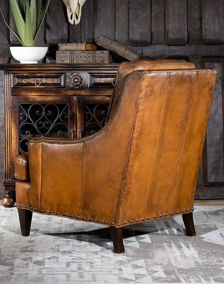 Time-Worn Leather Western Chair Back - American Made Luxury Leather Furniture - Your Western Decor