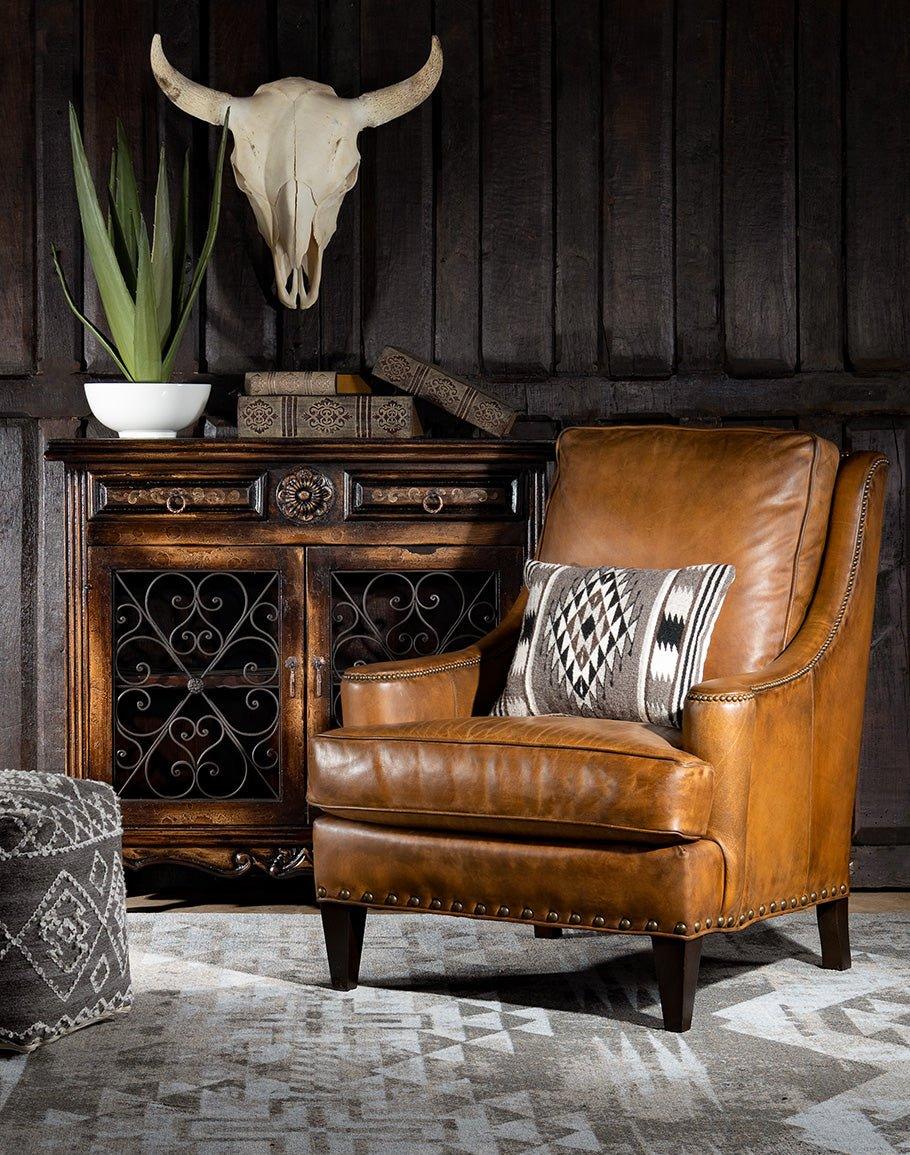 Time-Worn Leather Western Chair - American Made Luxury Leather Furniture - Your Western Decor