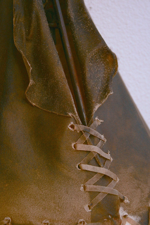 small rawhide wall sconce rust finish tipi design southwestern lighting fixture