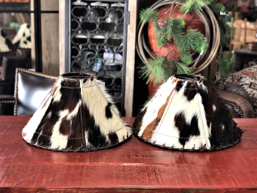 Handmade 18" Tri Color Cowhide Lamp Shades - Your Western Decor