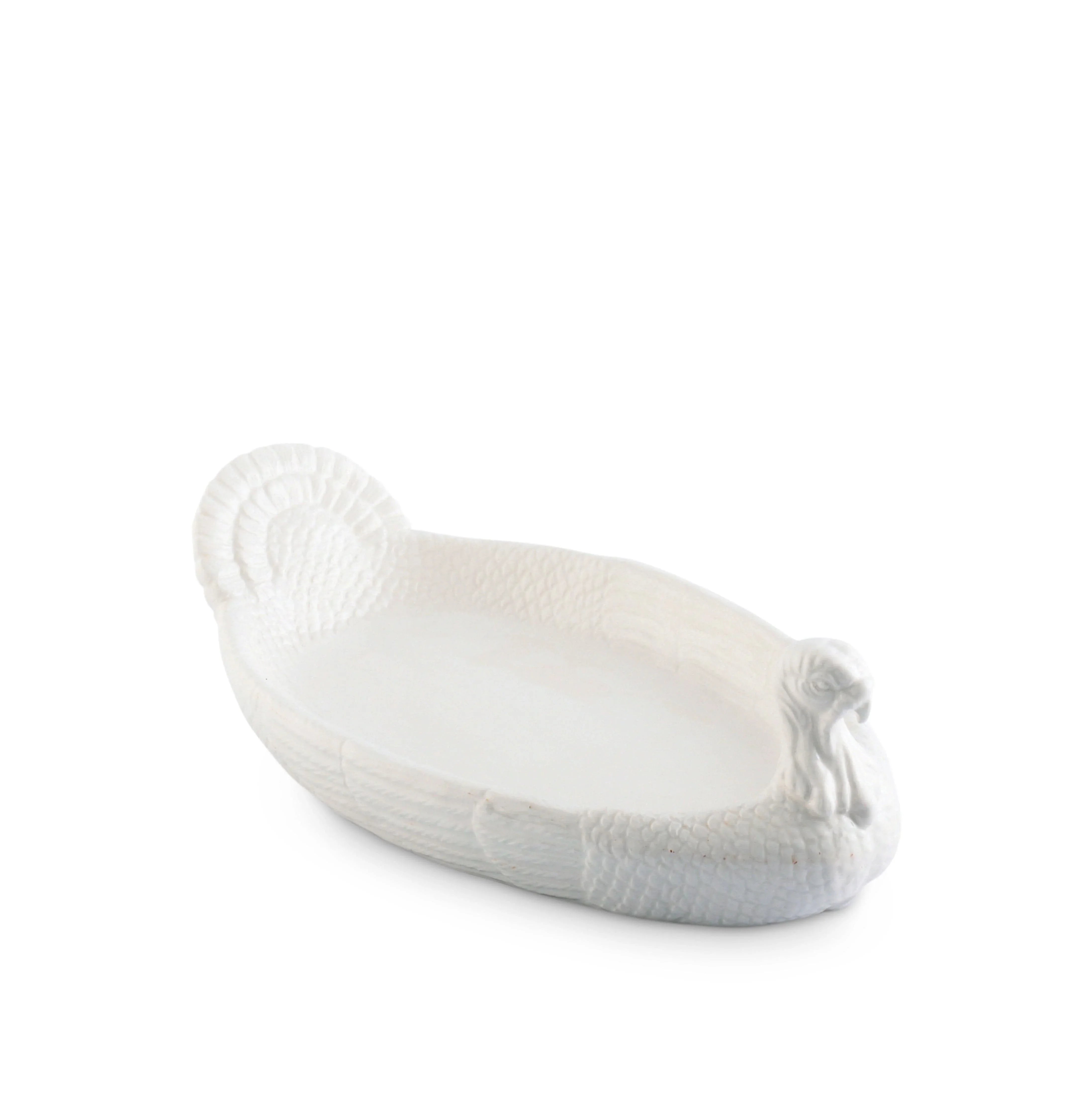 sculpted turkey shaped white serving dish - Your Western Decor