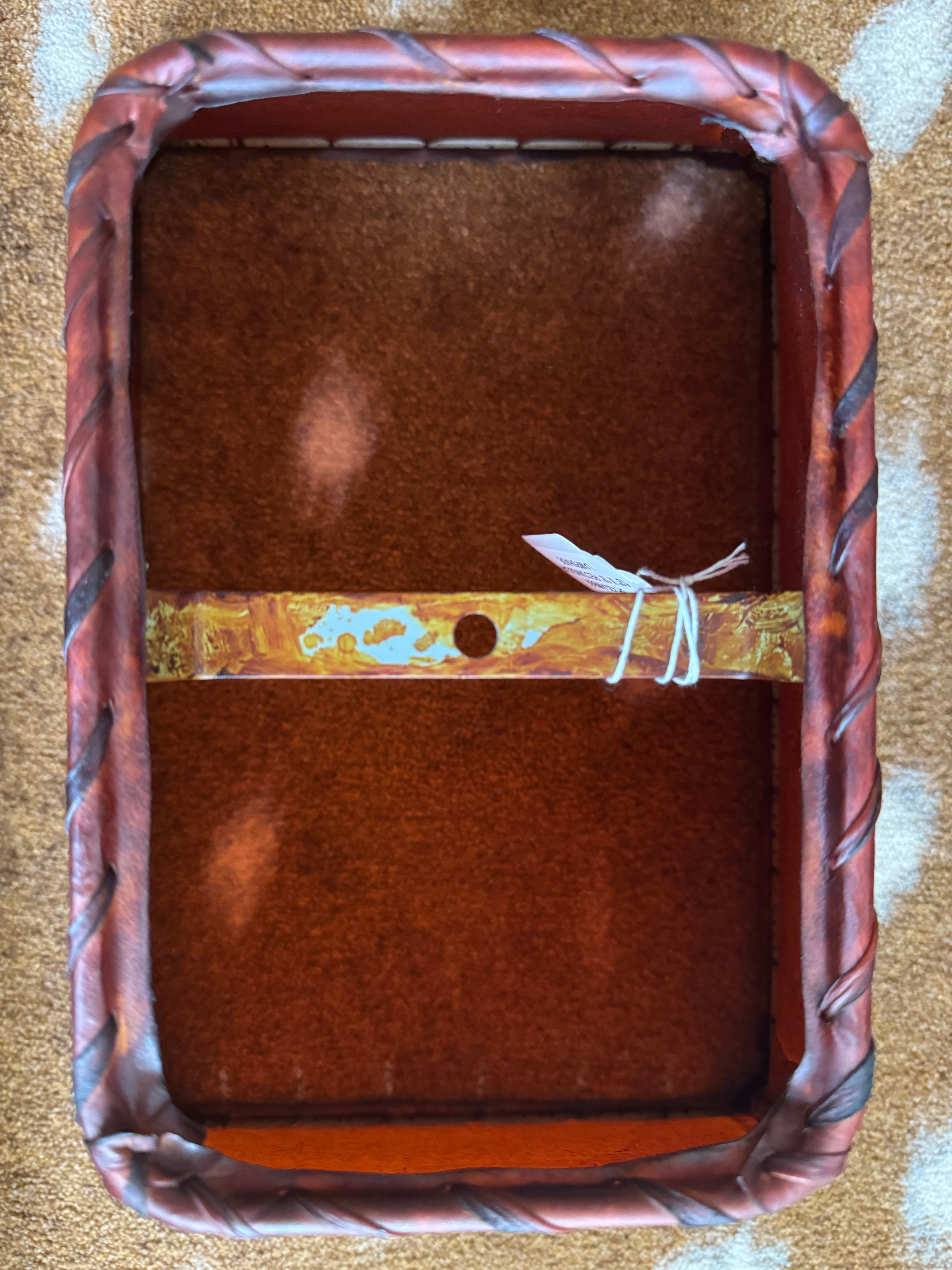top view detail of rectangle rawhide lamp shades 