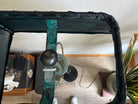 Top view of teal green rectangle rawhide lamp shade