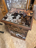 Custom made western hamper with cowhide and leather - Your Western Decor