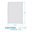 White dishtowel with dimensions labeled on a white background - Your Western Decor