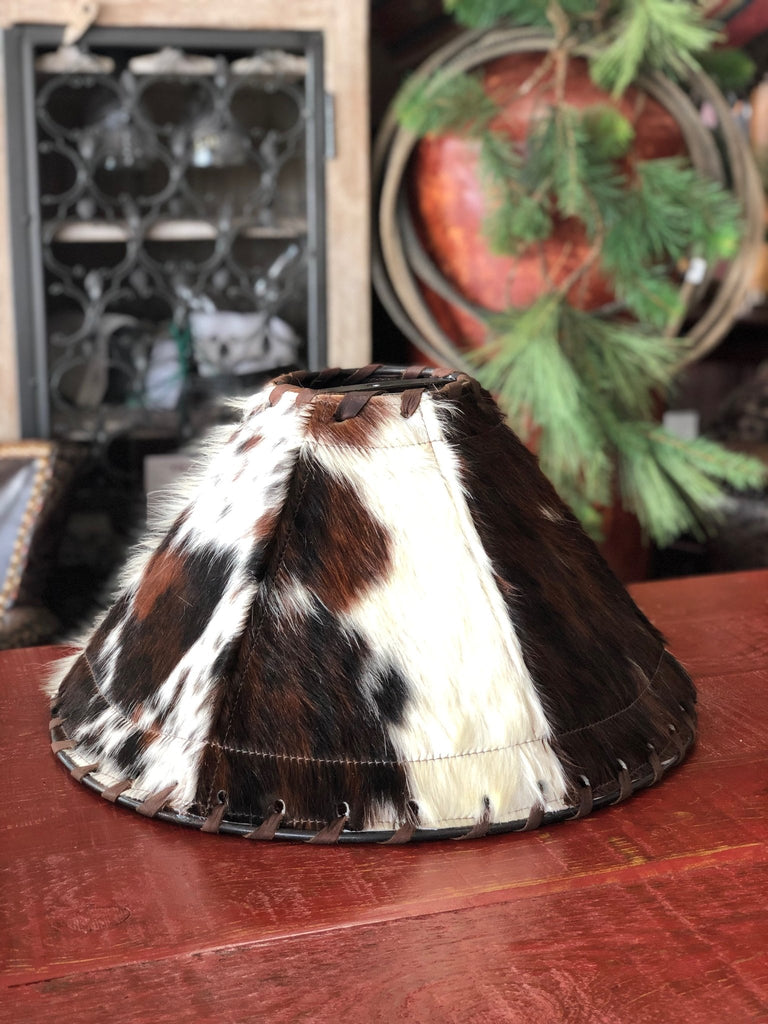 Handmade 18" Tri Color Cowhide Lamp Shade - Your Western Decor