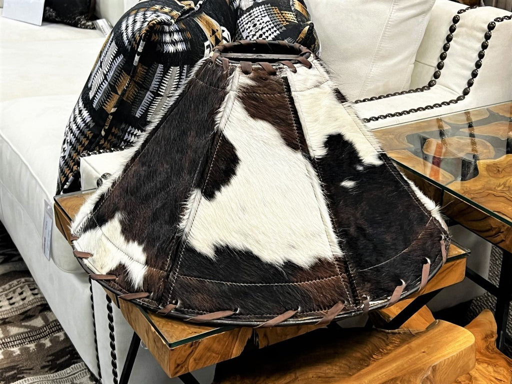 Handmade 20" Tri Color Cowhide Lamp Shade - Your Western Decor