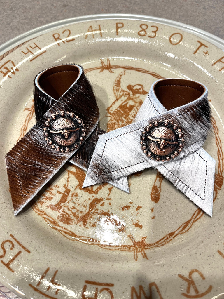 Tri color cowhide and longhorn concho napkin holders - Custom and handmade in Pilot Rock Oregon by Your Western Decor