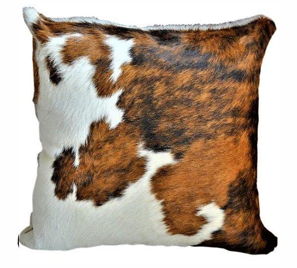 Tricolor Cowhide Pillowcase – Real Leather Cushion Cover, Multicolor, Square