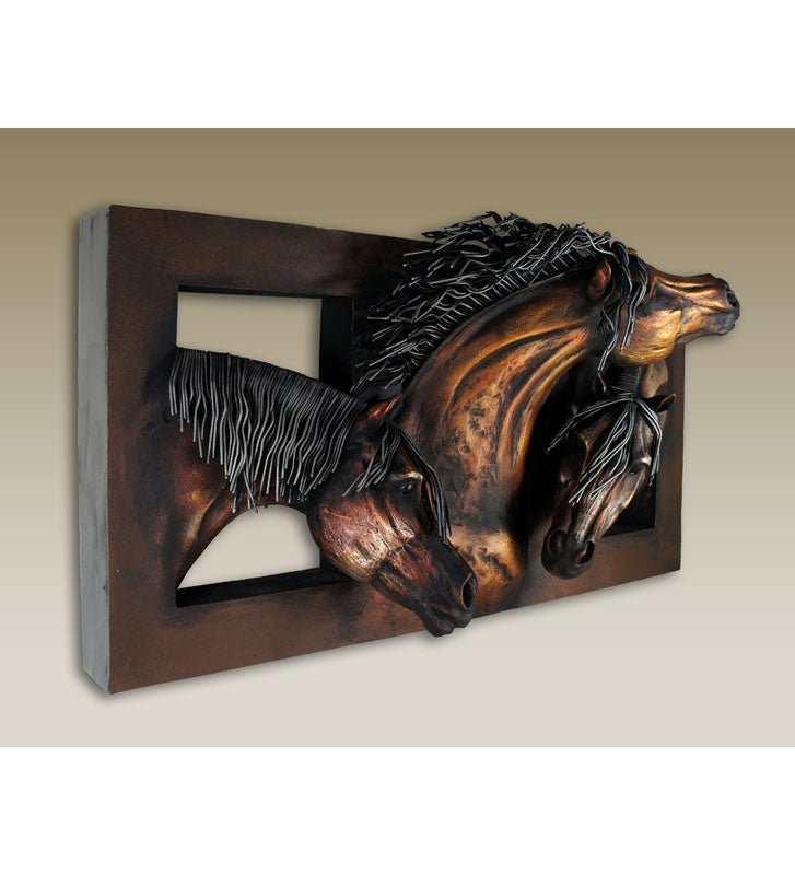 Handcrafted Trio of Horses Wall Sculpture - Your Western Decor