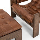 Wood chair and ottoman with brown tufted leather upholstery - Your Western Decor