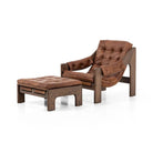 Brown leather tufted sling chair and ottoman - Your Western Decor