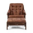 Brown leather tufted sling chair and ottoman - Your Western Decor