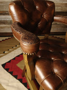 tufted leather barstool croc leather arm detail
