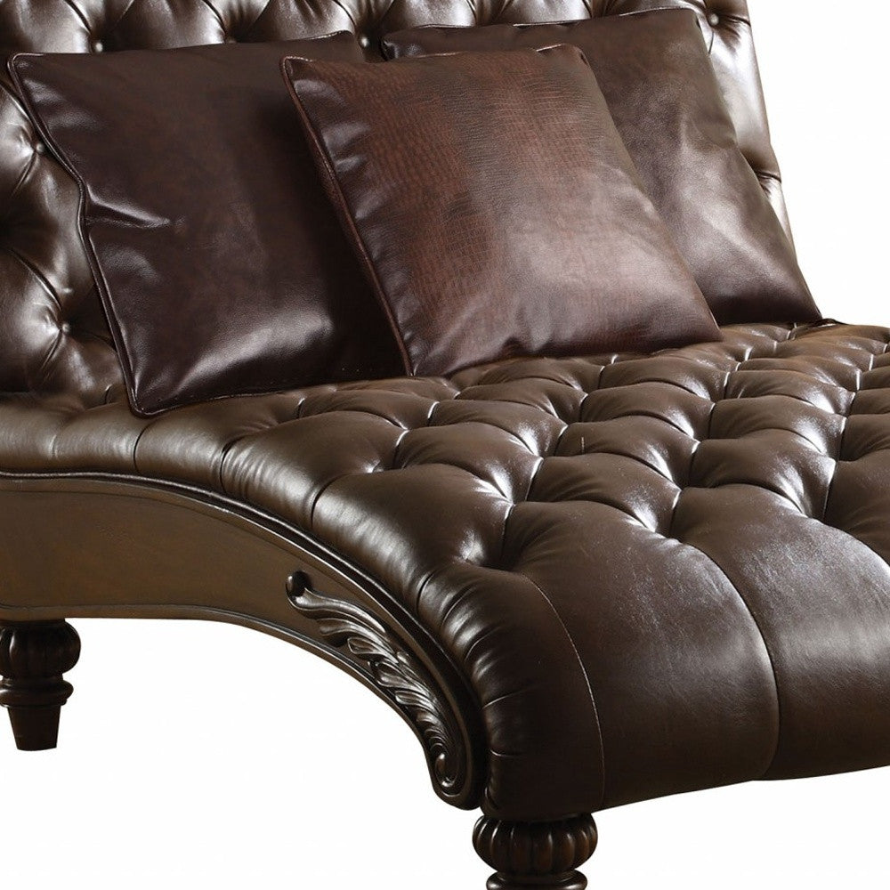 dark brown tufted faux leather double chaise lounge - Your Western Decor