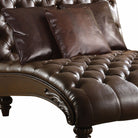 dark brown tufted faux leather double chaise lounge - Your Western Decor