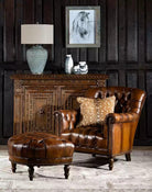 American made Tufted Leather Lounge Chair and Ottoman - Your Western Decor